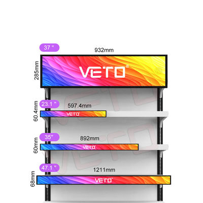 Qualität VETO 23.1 Zoll Ultra Breit gestreckte Bar Lcd Display Innenwerbung Media Player Digitales Regal Randbildschirm Fabrik