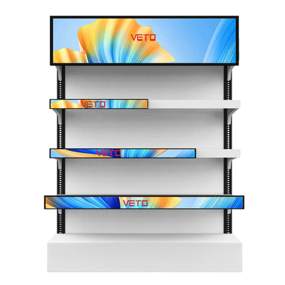 VETO 23.1 24 29 Zoll Wandmontage Digitale Beschilderung Streckbar LCD Smart Shelf Randbildschirme Supermarktbildschirm